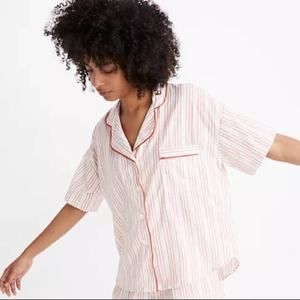 Madewell Cotton Blend Oversized Pajama Shirt in Shimmer Stripe